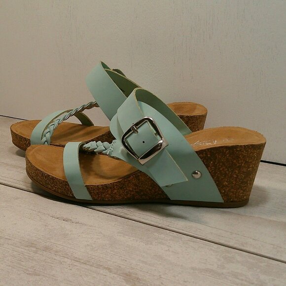 Womans Light Blue Spring Wedges with Braided detail Size 6.5 - Picture 1 of 13